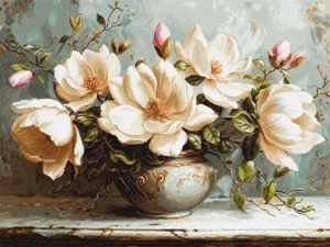 Cross Stitch Kit Luca-S GOLD -  The Mysterious Magnolias, B707 - Picture 1 of 1