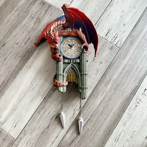 Bradford Sculptural Dragon Wall Clock Gothic Cathedral Case Lights Up and Roars - Picture 1 of 7