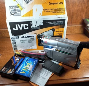 JVC GR-AXM18U VHS-C Camcorder - W/ Battery, Charger, Tapes and More! (ONE FLAW) - Picture 1 of 12