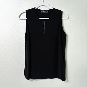 Top Sympli Sin Mangas Talla 10 Negro Media Cremallera Cierre Borla Dobladillo Dividido Elástico - Imagen 1 de 12