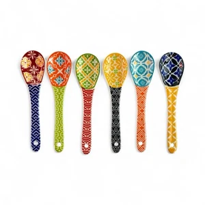 "6 cucharaditas de color cerámica Metahom para té de postre espresso, 5,25"" L" - Imagen 1 de 2