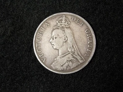 DF11 1890 Великобритания серебро двойной флорин монета - Изображение 1 из 2