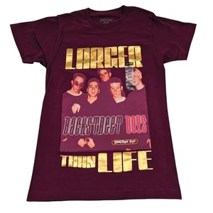 Backstreet Boys T Shirt Women Size M Larger Than Life Boyfriend Fit Boy Band Y2K - Picture 1 of 7