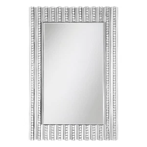Coaster Aideen Glass Rectangular Wall Mirror with Faux Crystals in Silver - Picture 1 of 2