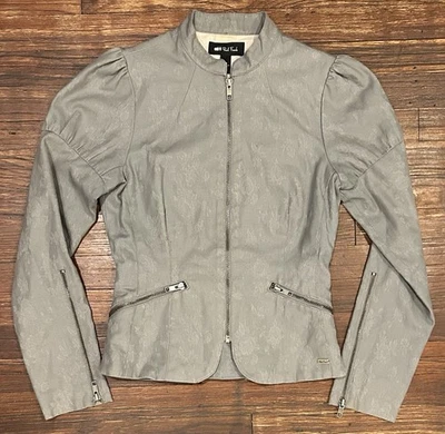 Chaqueta Paul Frank para mujer talla XS Moto cremallera manga abullonada ceñida espalda hebilla años 2000 Foto 1 de 4