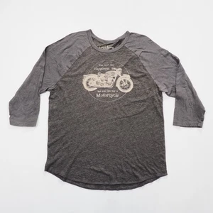 Lucky Brand Hemd Herren XL grau Motorrad Grafik 3/4 Arm Raglan - Bild 1 von 8