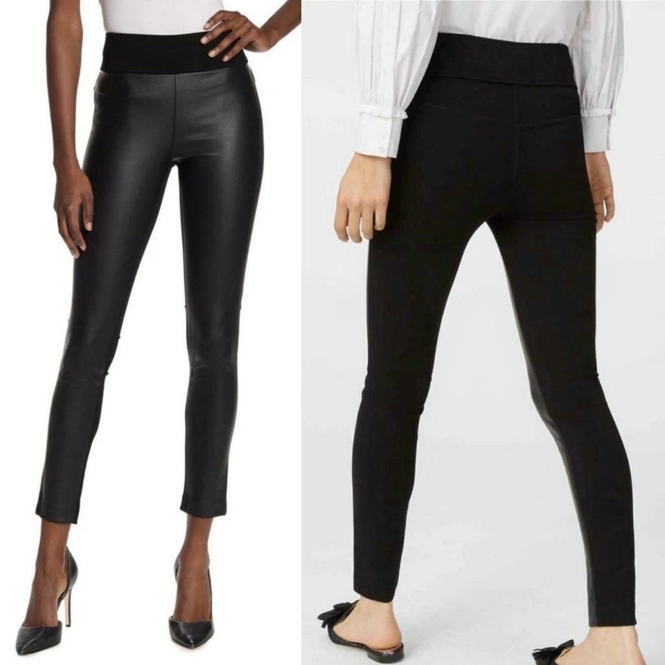 Calça legging feminina CLUB MONACO preta couro sintético frente 23" tamanho 4 - Imagem 1 de 1