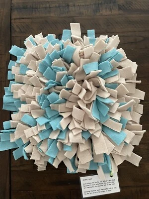 Handmade Snuffle Mat For Dogs - Puzzle For Dogs Beige/Blue Mat NEW - Image 1 of 3