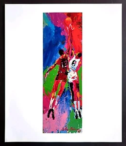 LeRoy Neiman CHAMBERLAIN and RUSSEL Basketball Vintage Art Print Bookplate 146 - Picture 1 of 3