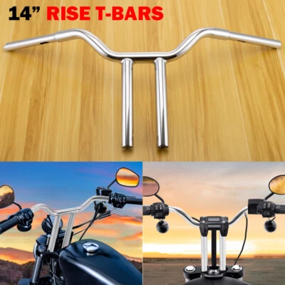 For Harley Super Glide FXR Road King 883 MX T Bars 14" Rise Handlebar 1 1/4'' - Image 1 of 4