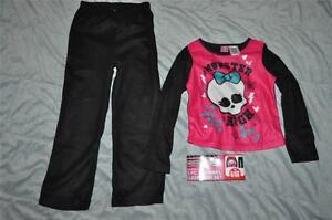 Monster High Girls 2 Piece Fleece Pajama Set Long Sleeve Shirt & Pants See Sizes