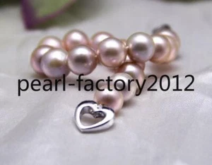 bracelet 7.5-8'' 7-8mm 8-9mm 9-10mm South sea purple round pearl 925 silver - Picture 1 of 6