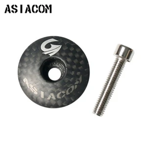 1 1/8" Carbon Fiber Headset Stem 28.6mm Top Cap Titanium Bolt Road Mountain Bike - Picture 1 of 9