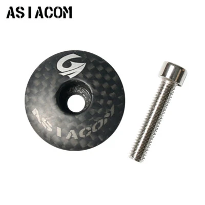 1 1/8" Carbon Fiber Headset Stem 28.6mm Top Cap Titanium Bolt Road Mountain Bike - Image 1 of 4