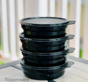 NEW Tupperware Imp Microwave Cereal Bowls Set 4 Black with Seals free ship - Picture 1 of 1