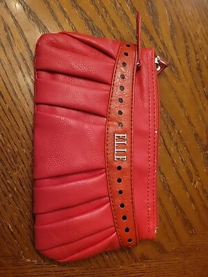ELLE Clutch Wristlet Red Purse 9" x 5" - Image 1 of 4