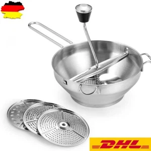 Edelstahl Passiermühle Passiersieb Sieb Passier Mühle Zerkleinerer 3 EinsätzeDHL - Bild 1 von 7
