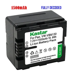 1x Kastar Battery for Panasonic VW-VBN130 HC-X800 HC-X900 HC-X900M HC-X910 X920 - Picture 1 of 3