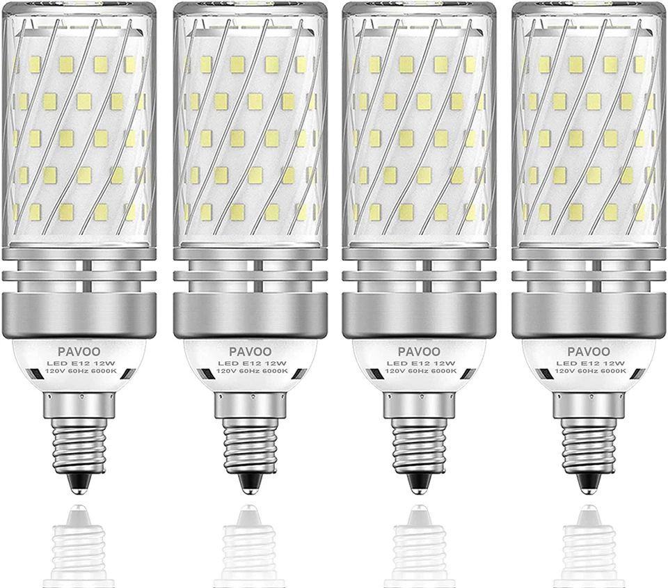 E12 LED Light Bulbs, 12W LED Candelabra Bulbs 100 Watt Equivalent, 1200LM, 6000K - Image 1 of 4