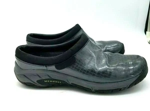 Merrell Womens Size 8.5 Gray Leather Animal Print Select Fresh Slip On Clogs  - Picture 1 of 7
