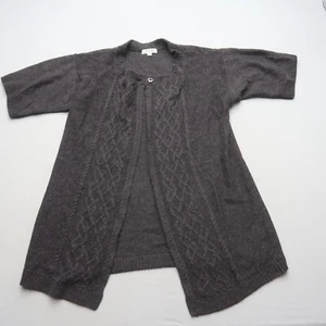 Merona Womens Wool Blend Cardigan Size XL Grey Short Sleeve Cable Knit Longline - Picture 1 of 9