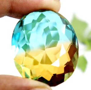 Natural BI Color Tourmaline Oval Cut Loose Gemstone Certified 113.45 Ct - Picture 1 of 5