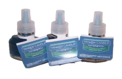 Paquete de 3 velas Yankee de vidrio turquesa ScentPlug bombilla de recarga de fragancia para el hogar Foto 1 de 2