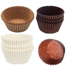 100 x Large 8cm Muffin Cases Classic White Brown Baking Cupcakes Grease Proof