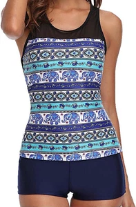 NWT S Tankini Swimsuits for Women with Shorts Athletic Two Piece Bathing Suits - Picture 1 of 4
