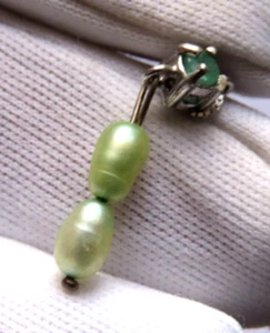Colgante de esmeralda colombiana y perla verde de manglar, plata 925 - Imagen 1 de 7