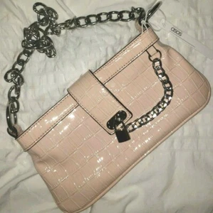 ASOS croc embossed chain handle strap charm blush pink mini micro shoulder purse - Picture 1 of 6