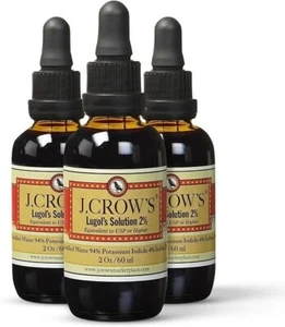 J.CROW'S Detoxadine Lugols Solution of Iodine 2% Liquid Drops Thyroid Supportx3 - Picture 1 of 5