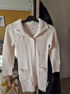 Cream button girls cardigan pockets - Picture 1 of 4