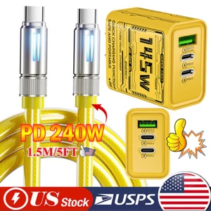 240W Super Fast Cable Type USB-C Wall Charger For Samsung S25 S24 Ultra S24 S23 - Picture 1 of 25