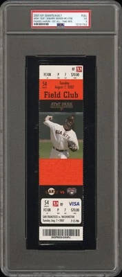 8/7/07 Barry Bonds Carrera HR #756 Pases Aaron FIELD CLUB NARANJA Boleto Talón PSA Foto 1 de 4