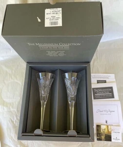 Flautas Waterford Cristal Retiradas Milenio FELICIDAD Italia Paul O'Byrne Firmadas - Imagen 1 de 12