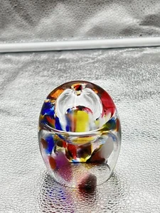 Hand Blown Art Glass Bud Vase Oil Lamp Multicolor 4.5 x 3 - Picture 1 of 6