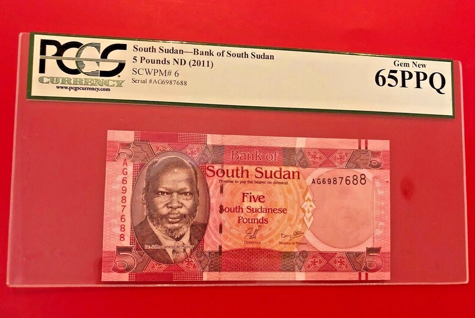 South Sudan BANK OF South Sudan 2011 5 POUNDS PCGS 65 PPQ - Image 1 of 2