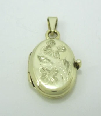 STUNNING 14K YELLOW GOLD 1-1/8" HINGED  FLOWER DECORATION LOCKET PENDANT  2.9G - Image 1 of 4