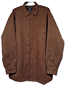 Bruno Microfiber Shirt Mens 1XL/TALL Brown Suede Long Sleeve Button Up - Picture 1 of 4
