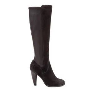 Frye Mikaela Damenstiefel schwarz Leder Wildleder hoher kniehoher Absatz Größe 8 - Bild 1 von 13