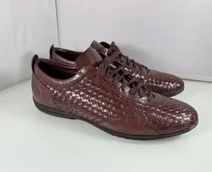 Paul Frederick Hombres 12 Tejidos Marrón Borgoña Cuero Zapatos con Cordones Entrenadores Italia - Imagen 1 de 9