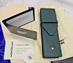 $235 MSRP - Montblanc British Green  131205 2-pen dark leather pouch - Picture 1 of 1