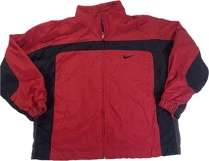 Nike Wind Breaker Jacket Full Zip Lined Boy's Medium 6 Red Black Spellout - Picture 1 of 9