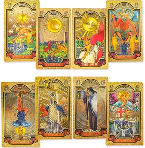 Tarot Cards 78 Luxury Gold foil Tarot Deck with Guide Book Tarot PVC Durable - Picture 1 of 11