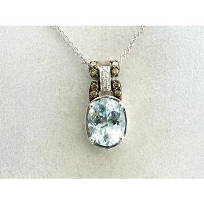 Le Vian 14K 白金吊坠项链 1 1/2 克拉海蓝宝石首饰 — 第 1/4 张图片