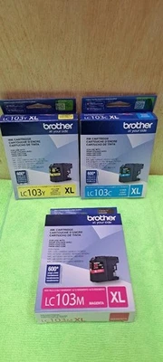 Brother LC103C XL Cyan,Yellow and Magenta Ink Cartridge EXP 06/2023 600 pg Yield - Image 1 of 2