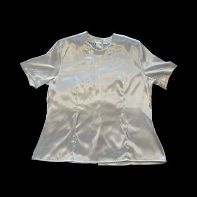 Christie & Jill 女式白色丝绸衬衫纽扣背面 14 码 — 第 1/4 张图片