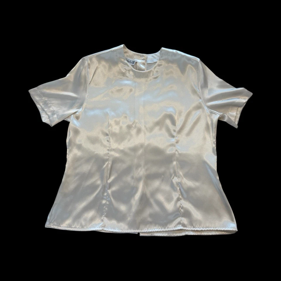 Blusa para mujer Christie & Jill de seda blanca con botones en la espalda talla 14 Foto 1 de 4