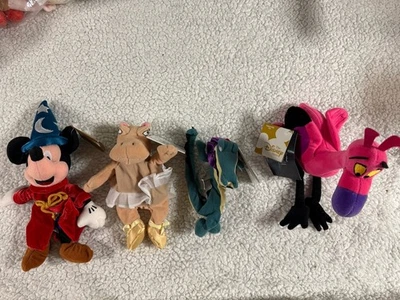 NWT Disney Fantasia Plush Beanie Set 4 - Mickey Sorcerer Hippo Croc Flamingo - Image 1 of 4